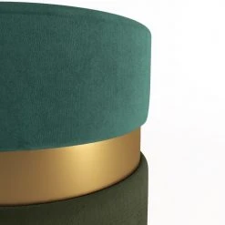 Potiron Paris Poufs Pouf Contemporain, Bicolore Vert Et Métal Or -Fauteuils, poufs et repose-pieds Soldes pouf contemporain bicolore vert et metal or 3