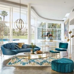 Maisons Du Monde Poufs Pouf Coquillage En Velours Bleu Et Pin -Fauteuils, poufs et repose-pieds Soldes pouf coquillage en velours bleu et pin 1000 9 27 190800 5