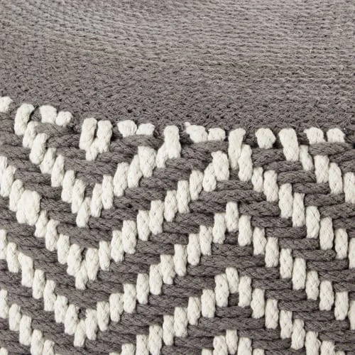 Maisons Du Monde Poufs Pouf En Coton Gris Et Blanc 2 Maisons Du Monde Poufs Pouf En Coton Gris Et Blanc – Image 2