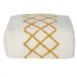 Maisons Du Monde Poufs Pouf En Coton Jaune Et Blanc