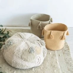 Lorena Canals Poufs Pouf En Coton Marron Ø30x50 -Fauteuils, poufs et repose-pieds Soldes pouf en coton marron oe30x50 2