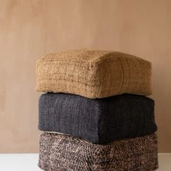 Bazar Bizar Poufs Pouf En Coton Noir Et Cuivre -Fauteuils, poufs et repose-pieds Soldes pouf en coton noir et cuivre 2