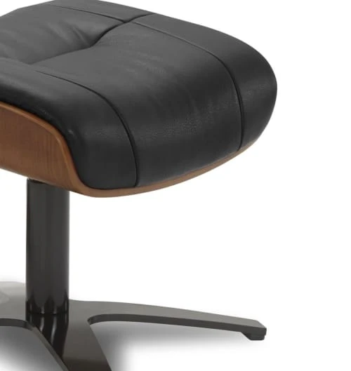 My New Design Repose-pieds Pouf En Cuir Et Chêne Naturel - Cuir Noir 2 My New Design Repose-pieds Pouf En Cuir Et Chêne Naturel - Cuir Noir – Image 2