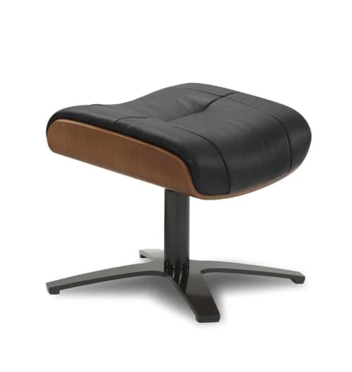 My New Design Repose-pieds Pouf En Cuir Et Chêne Naturel - Cuir Noir 1 My New Design Repose-pieds Pouf En Cuir Et Chêne Naturel - Cuir Noir