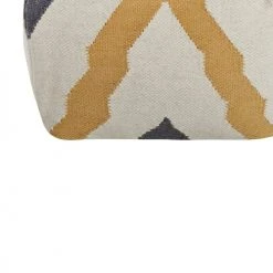 Beliani Poufs Pouf En Laine Beige Et Jaune 56 X 56 Cm -Fauteuils, poufs et repose-pieds Soldes pouf en laine beige et jaune 56 x 56 cm 3