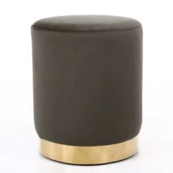 Nordlys Poufs Pouf En Métal Dore Et Velours Marron -Fauteuils, poufs et repose-pieds Soldes pouf en metal dore et velours gris