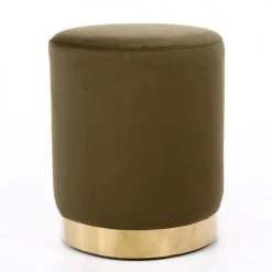 Nordlys Poufs Pouf En Métal Dore Et Velours Marron