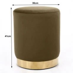 Nordlys Poufs Pouf En Métal Dore Et Velours Marron -Fauteuils, poufs et repose-pieds Soldes pouf en metal dore et velours marron 3
