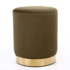 Nordlys Poufs Pouf En Métal Dore Et Velours Marron -Fauteuils, poufs et repose-pieds Soldes pouf en metal dore et velours marron 4