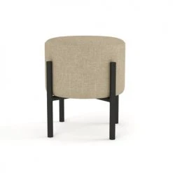 Potiron Paris Poufs Pouf En Tissu Beige, Pieds En Métal Noir