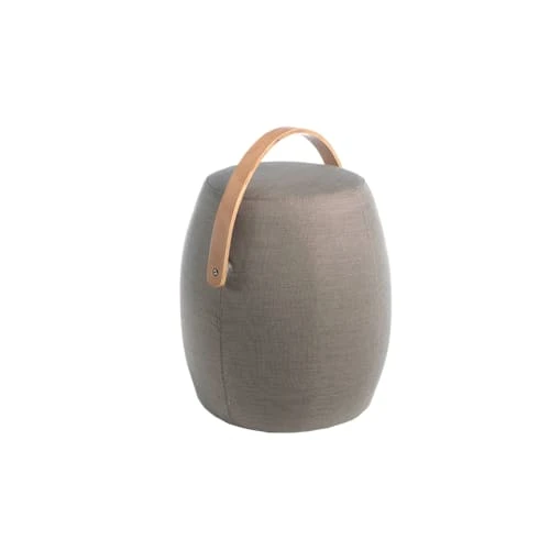 Angel Cerda Poufs Pouf En Tissu Gris Avec Anse En Cuir Marron 1 Angel Cerda Poufs Pouf En Tissu Gris Avec Anse En Cuir Marron