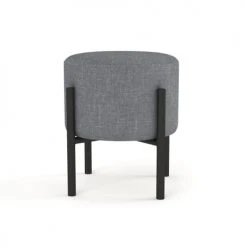 Potiron Paris Poufs Pouf En Tissu Gris, Pieds En Métal Noir