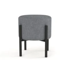 Potiron Paris Poufs Pouf En Tissu Gris, Pieds En Métal Noir -Fauteuils, poufs et repose-pieds Soldes pouf en tissu gris pieds en metal noir 4