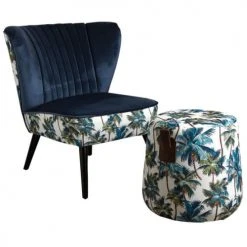 Aubry Gaspard Poufs Pouf En Tissu Jungle -Fauteuils, poufs et repose-pieds Soldes pouf en tissu jungle 2
