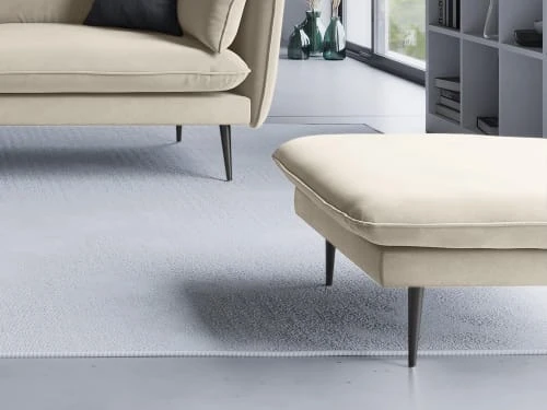 Micadoni Home Poufs Pouf En Velours Beige 2 Micadoni Home Poufs Pouf En Velours Beige – Image 2