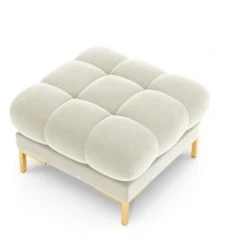 Micadoni Home Poufs Pouf En Velours Beige Clair -Fauteuils, poufs et repose-pieds Soldes pouf en velours beige clair 5