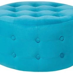 Beliani Poufs Pouf En Velours Bleu Ciel ⌀ 55 Cm