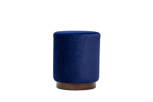 Nordlys Poufs Pouf En Velours Bleu Et Base En Bois 4 Nordlys Poufs Pouf En Velours Bleu Et Base En Bois – Image 4