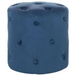Beliani Poufs Pouf En Velours Bleu Foncé