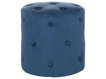 Beliani Poufs Pouf En Velours Bleu Foncé 6 Beliani Poufs Pouf En Velours Bleu Foncé – Image 6