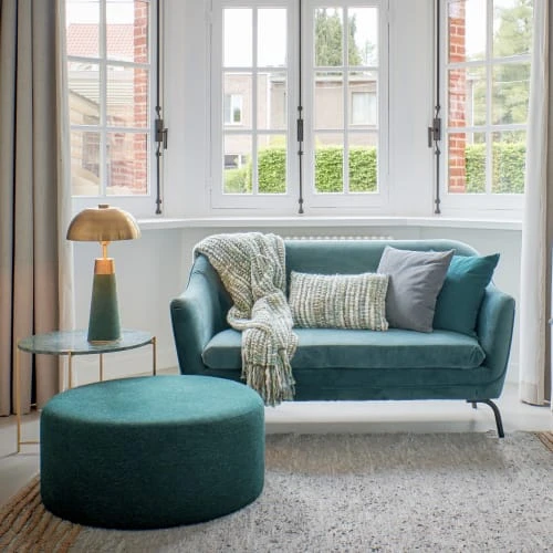 Pomax Poufs Pouf En Velours D80cm Vert 2 Pomax Poufs Pouf En Velours D80cm Vert – Image 2