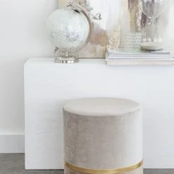 Maisons Du Monde Poufs Pouf En Velours Gris Clair Et Métal Doré -Fauteuils, poufs et repose-pieds Soldes pouf en velours gris clair et metal dore 1000 16 14 212312 4