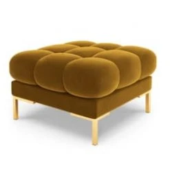 Micadoni Home Poufs Pouf En Velours Beige Clair -Fauteuils, poufs et repose-pieds Soldes pouf en velours jaune 3