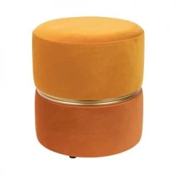 Drawer Poufs Pouf En Velours Jaune Et Orange