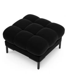 Micadoni Home Poufs Pouf En Velours Noir -Fauteuils, poufs et repose-pieds Soldes pouf en velours noir 2