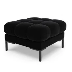 Fauteuils, poufs et repose-pieds Soldes 23 Micadoni Home Poufs Pouf En Velours Noir