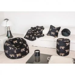 MX HOME Poufs Pouf En Velours Noir Avec Tigres Brodées 8 MX HOME Poufs Pouf En Velours Noir Avec Tigres Brodées -Fauteuils, poufs et repose-pieds Soldes pouf en velours noir avec tigres brodees 3