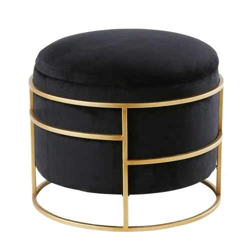 Maisons Du Monde Poufs Pouf En Velours Noir Et Métal Doré 1 Maisons Du Monde Poufs Pouf En Velours Noir Et Métal Doré