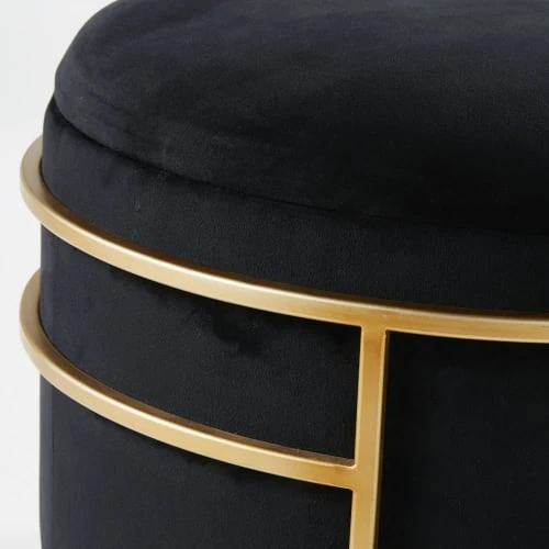 Maisons Du Monde Poufs Pouf En Velours Noir Et Métal Doré 3 Maisons Du Monde Poufs Pouf En Velours Noir Et Métal Doré – Image 3