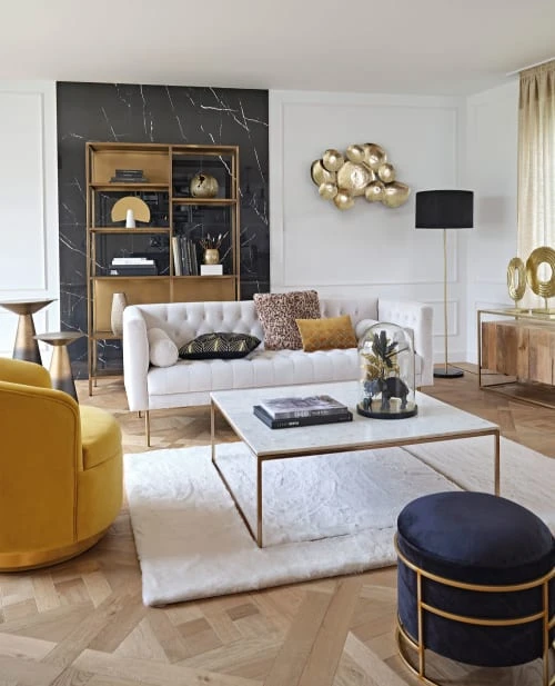 Maisons Du Monde Poufs Pouf En Velours Noir Et Métal Doré 4 Maisons Du Monde Poufs Pouf En Velours Noir Et Métal Doré – Image 4