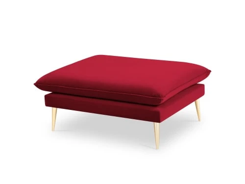 Micadoni Home Poufs Pouf En Velours Rouge 4 Micadoni Home Poufs Pouf En Velours Rouge – Image 4