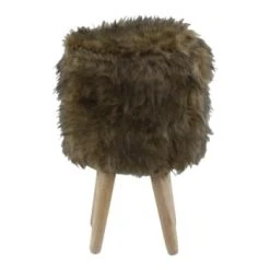 Grenier Alpin Poufs Pouf Fourrure Synthétique Blanche Et Hévéa -Fauteuils, poufs et repose-pieds Soldes pouf fourrure synthetique marron et hevea