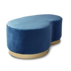 PIB Poufs Pouf Haricot Deux Places En Velours Bleu