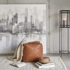 Maisons Du Monde Poufs Pouf Imitation Cuir Marron -Fauteuils, poufs et repose-pieds Soldes pouf imitation cuir marron 1000 9 0 222794 5