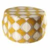 Maisons Du Monde Poufs Pouf Jacquard De Velours Moutarde Et Beige