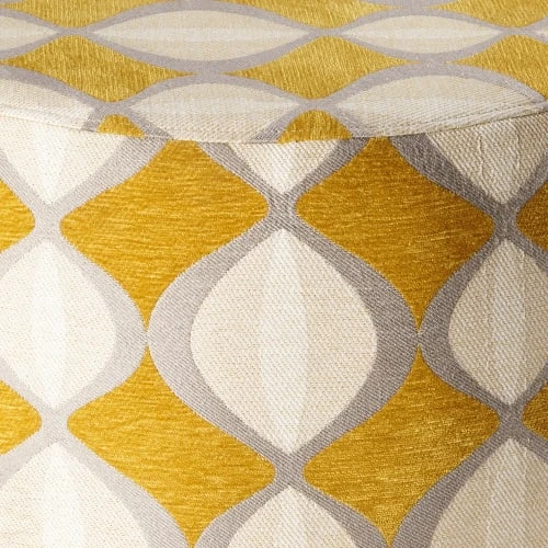 Maisons Du Monde Poufs Pouf Jacquard De Velours Moutarde Et Beige 2 Maisons Du Monde Poufs Pouf Jacquard De Velours Moutarde Et Beige – Image 2