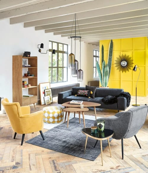 Maisons Du Monde Poufs Pouf Jacquard De Velours Moutarde Et Beige 4 Maisons Du Monde Poufs Pouf Jacquard De Velours Moutarde Et Beige – Image 4