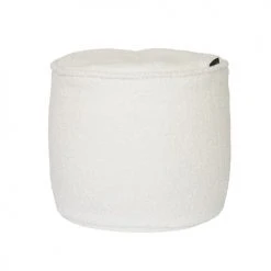 MX HOME Poufs Pouf Ottoman En Bouclette Blanc Crème