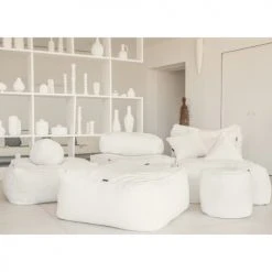 MX HOME Poufs Pouf Ottoman En Bouclette Blanc Crème -Fauteuils, poufs et repose-pieds Soldes pouf ottoman en bouclette blanc creme 5