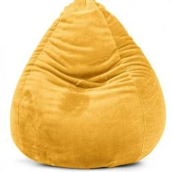 Sitting Point Poufs Pouf Poire XL D'intérieur Fourrure Douce Moutarde 70x110cm