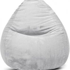Sitting Point Poufs Pouf Poire XXL D'intérieur Fourrure Douce Gris Clair 80x130cm