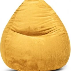 Sitting Point Poufs Pouf Poire XXL D'intérieur Fourrure Douce Moutarde 80x130cm