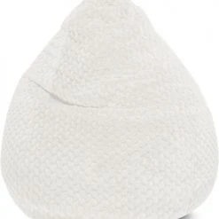 Sitting Point Poufs Pouf Poire XXL Fausse Fourrure Douce Ă Relief Ivoire 80x130cm