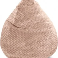 Sitting Point Poufs Pouf Poire XXL Fausse Fourrure Douce Ă Relief Rose Nude 80x130cm