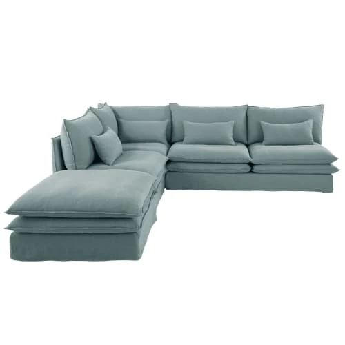 Maisons Du Monde Poufs Pouf Pour Canapé Modulable En Lin Bleu Céladon 3 Maisons Du Monde Poufs Pouf Pour Canapé Modulable En Lin Bleu Céladon – Image 3