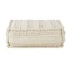 Maisons Du Monde Poufs Pouf Rectangulaire En Coton Blanc Avec Broderies Et Franges